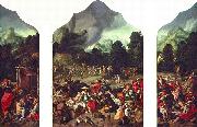Lucas van Leyden Triptych with the Adoration of the Golden Calf oil
